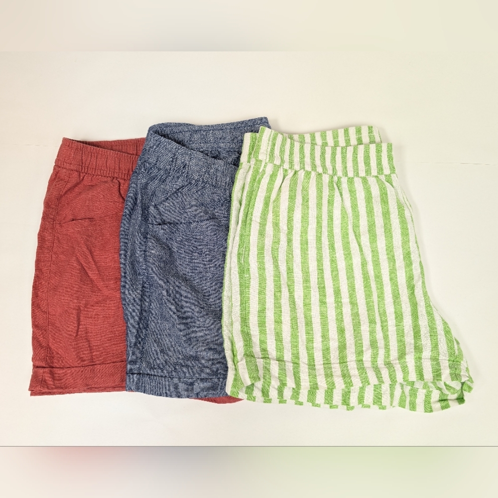 Lot Of 3 Old Navy Linen Blend Pull On High Rise Shorts XL [304]